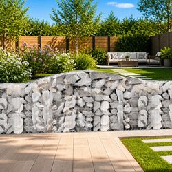 Arched Gabion Baskets 7 pcs 400x30x80/100 cm Garden Retaining Wall Decorative