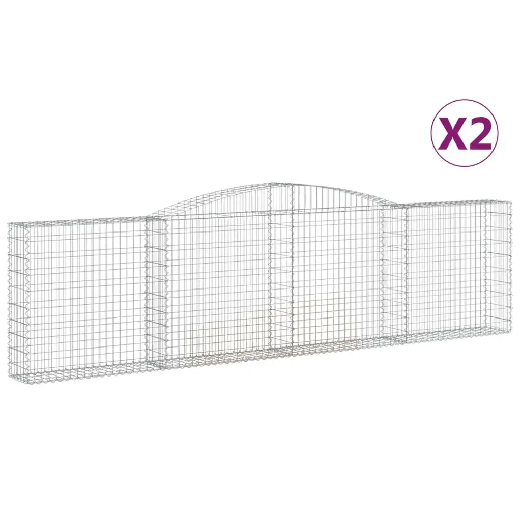 Arched Gabion Baskets Silver 2pc Decorative Garden Barrier Sturdy Construction