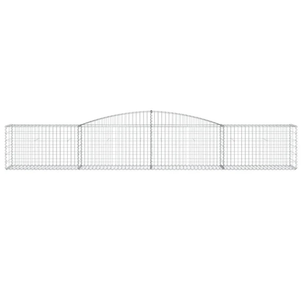 Arched Gabion Baskets Silver 400x50x60/80 cm Decorative Garden Barrier 2 Piece