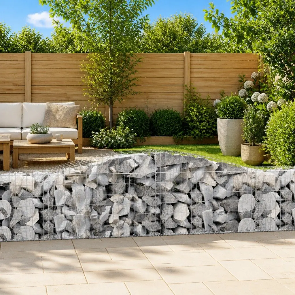 Arched Gabion Baskets Silver 3 Piece Garden Barrier Retaining Wall Outdoor Decorative
