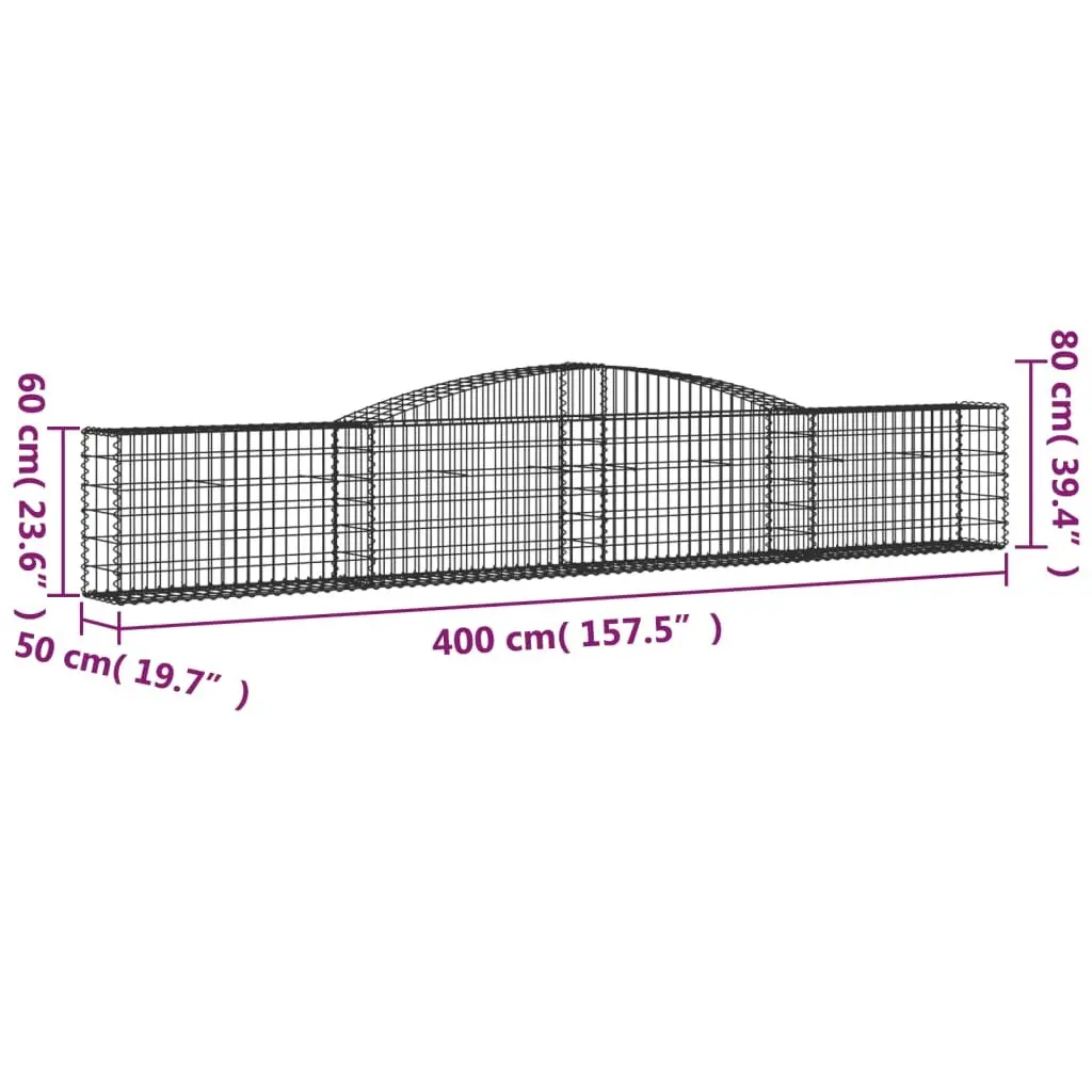 Arched Gabion Baskets Silver 3 Piece Garden Barrier Retaining Wall Outdoor Decorative