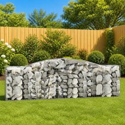 Arched Gabion Baskets 2 pcs Garden Retaining Wall Decorative Barrier Outdoor