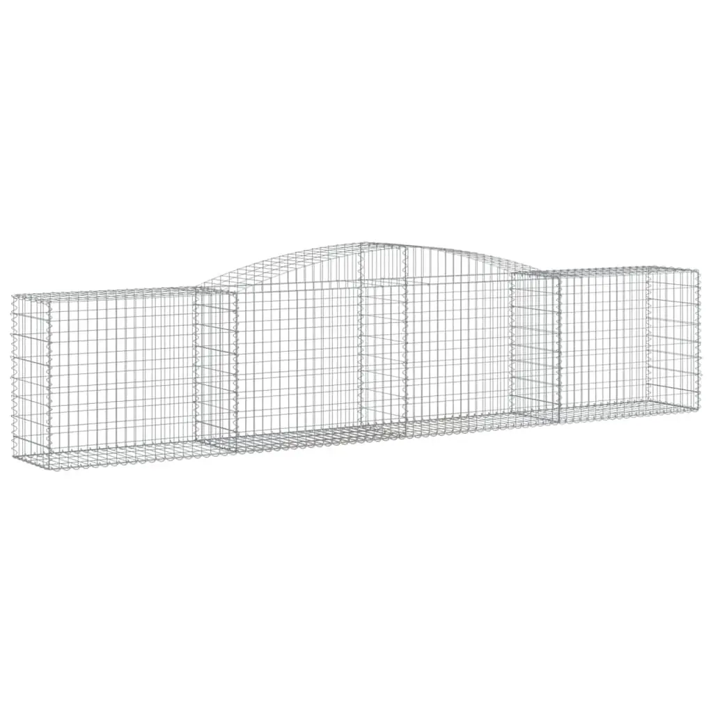Arched Gabion Baskets Silver 400 x 50 x 80/100 cm Decorative Barrier 2 Piece