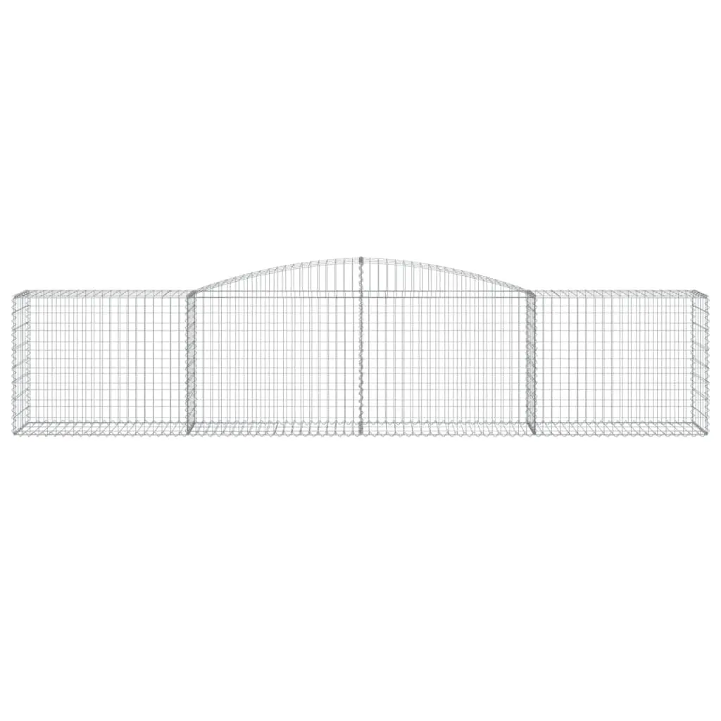 Arched Gabion Baskets Silver 400 x 50 x 80/100 cm Decorative Barrier 2 Piece