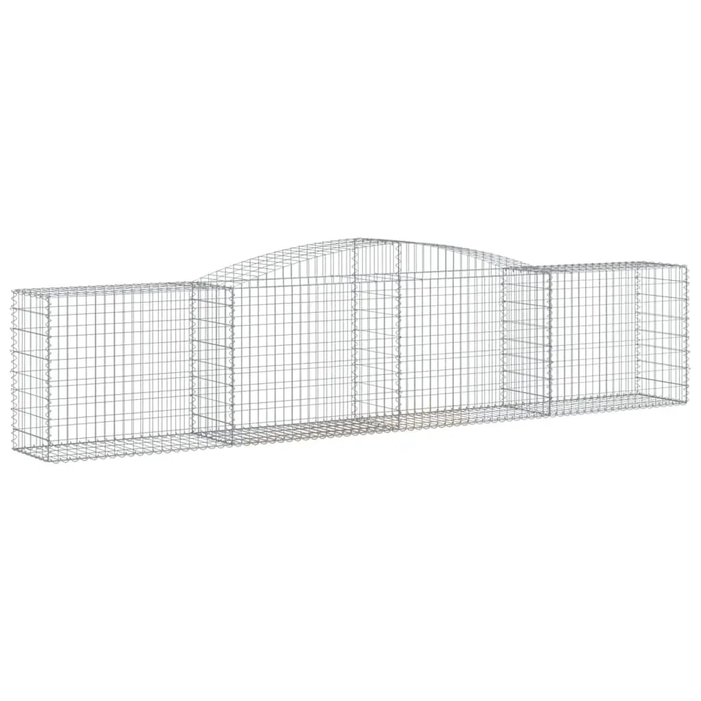 Arched Gabion Baskets Silver 400x50x80/100 cm Decorative Garden Barrier 5 Piece