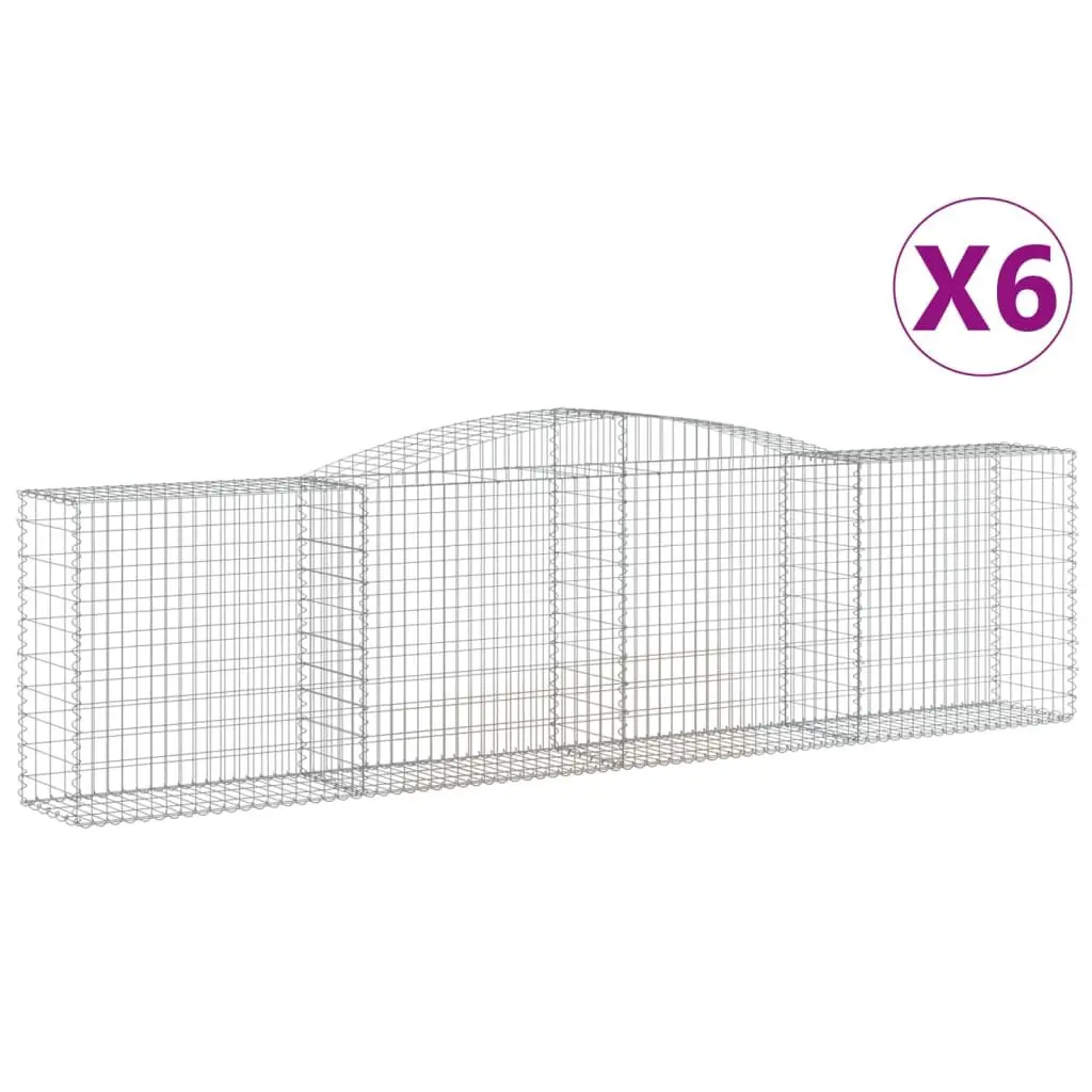 Arched Gabion Baskets Silver 6 Piece Decorative Garden Barrier Retaining Wall
