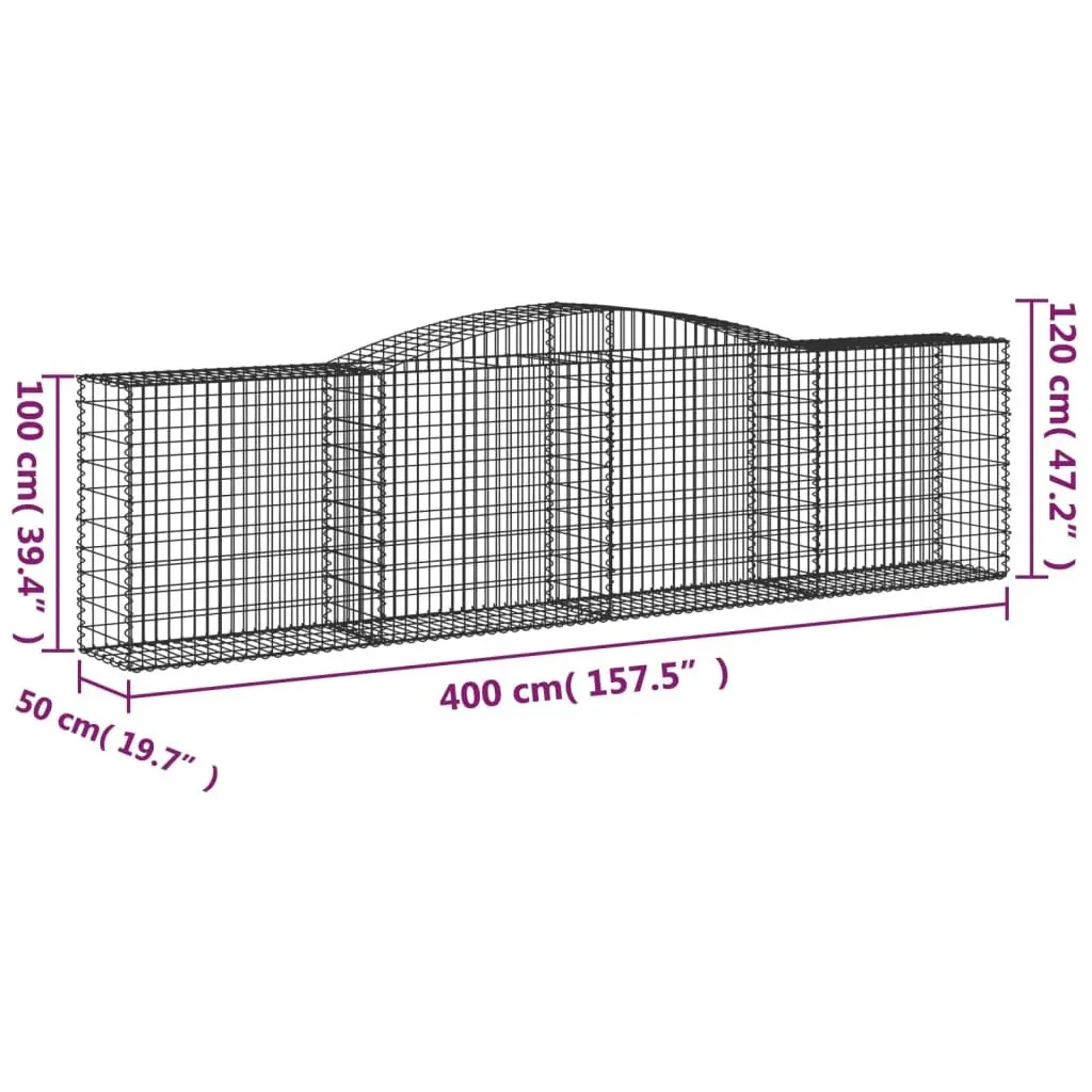 Arched Gabion Baskets Silver 6 Piece Decorative Garden Barrier Retaining Wall