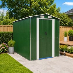 Compact Green Garden Shed for Easy Outdoor Access