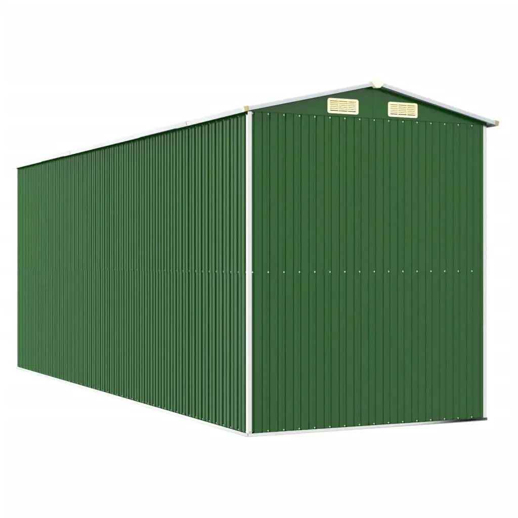 Garden Shed Green Galvanised Steel Spacious Outdoor Storage with Double Sliding Doors and Ventilation