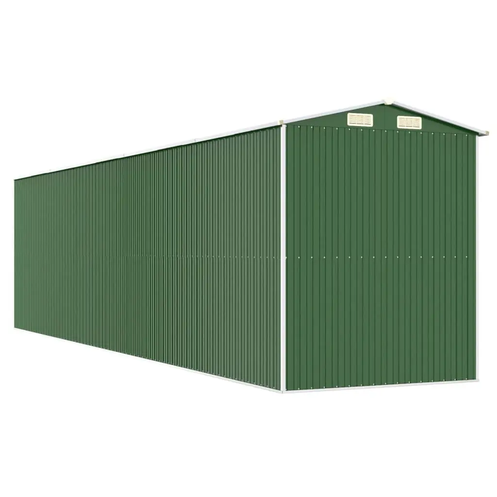 Garden Shed Green Galvanised Steel Double Door Vents Outdoor Storage Tool House