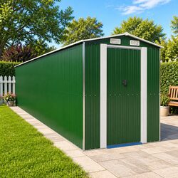 Compact and Durable Green Storage Shed for Gardens
