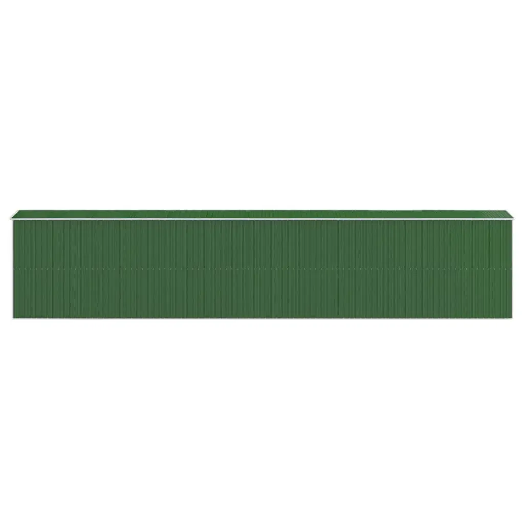 Garden Shed Green Galvanised Steel Double Doors Outdoor Storage