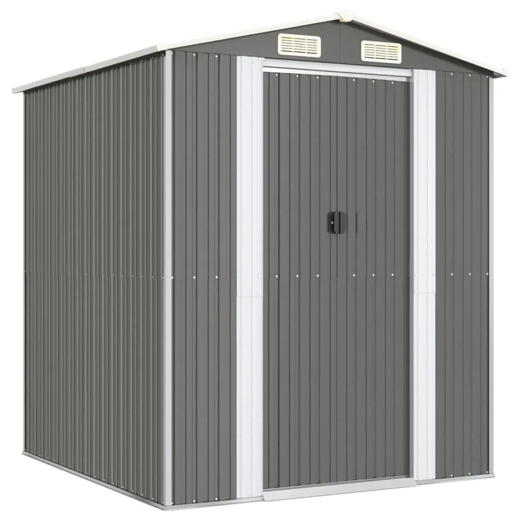 Garden Shed Grey Galvanised Steel 192x191x223 cm Outdoor Storage Tool House