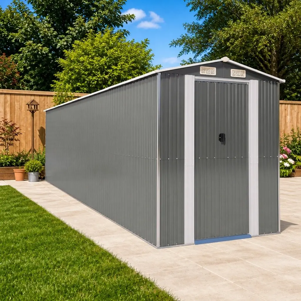 Garden Shed in Light Grey for Outdoor Use