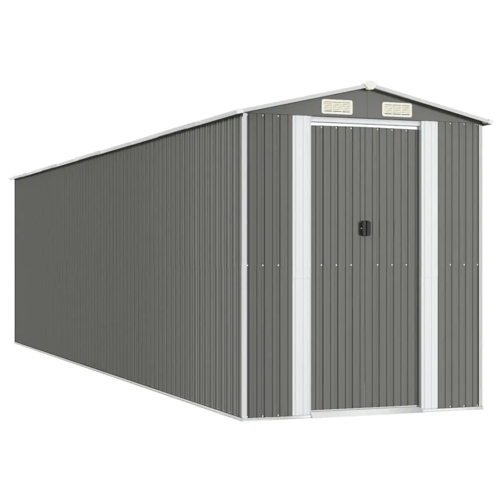 Garden Shed Light Grey Galvanised Steel 192x772x223cm Outdoor Storage Tool House