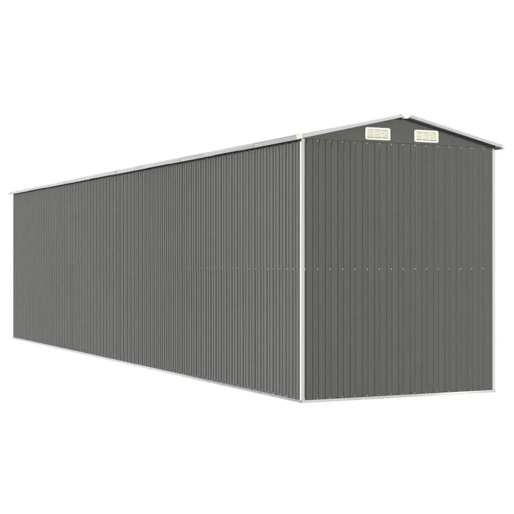 Garden Shed Grey Galvanised Steel Weatherproof Spacious Outdoor Storage Tool House