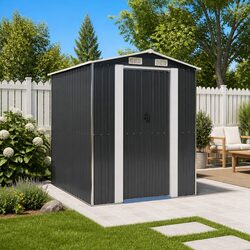 Garden Shed Anthracite Outdoor Storage Tool House Galvanised Steel Structure