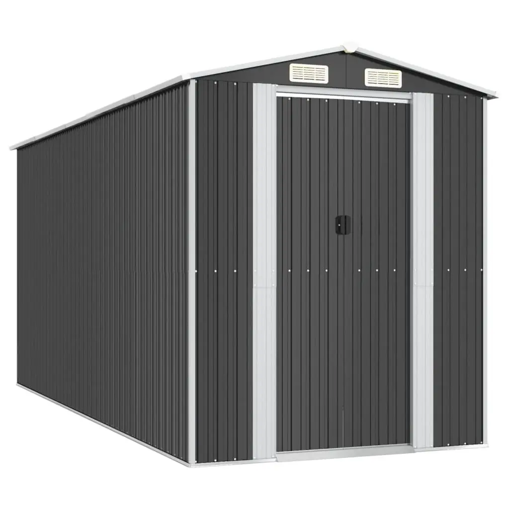 Garden Shed Anthracite Galvanised Steel Outdoor Storage Tool House Spacious Interior Sliding Gate