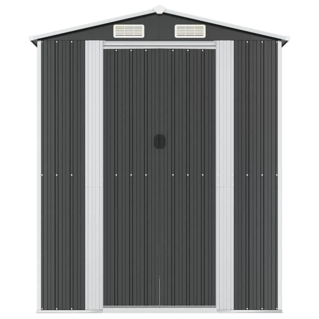 Garden Shed Anthracite Galvanised Steel Outdoor Storage Tool House Spacious Interior Sliding Gate