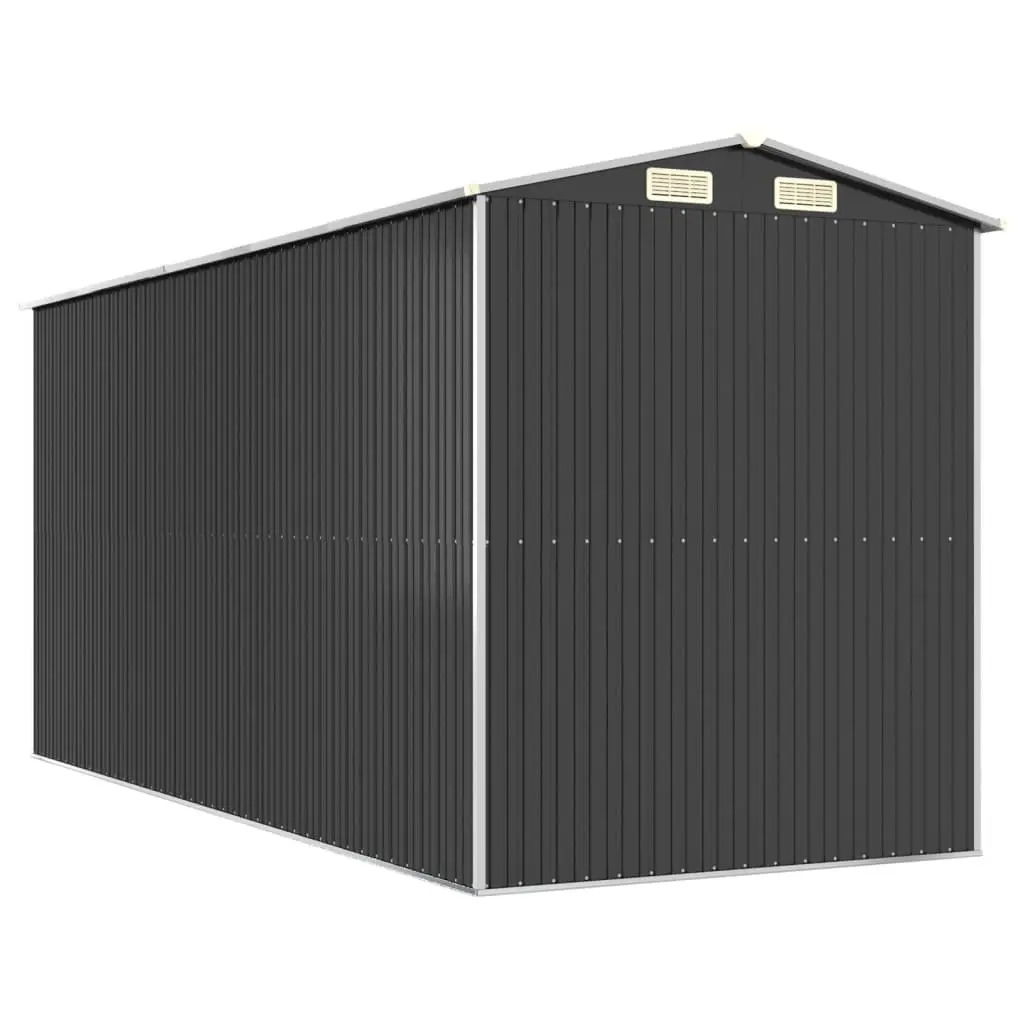 Garden Shed Anthracite Galvanised Steel Outdoor Storage Tool House Spacious Interior Sliding Gate
