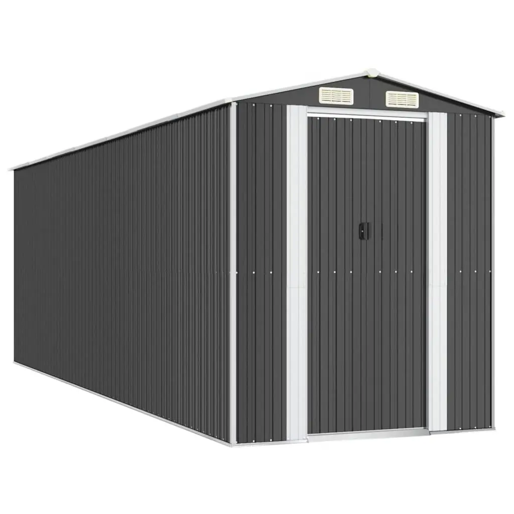 Garden Shed Anthracite Galvanised Steel 192x606x223cm Durable Outdoor Storage Tool House