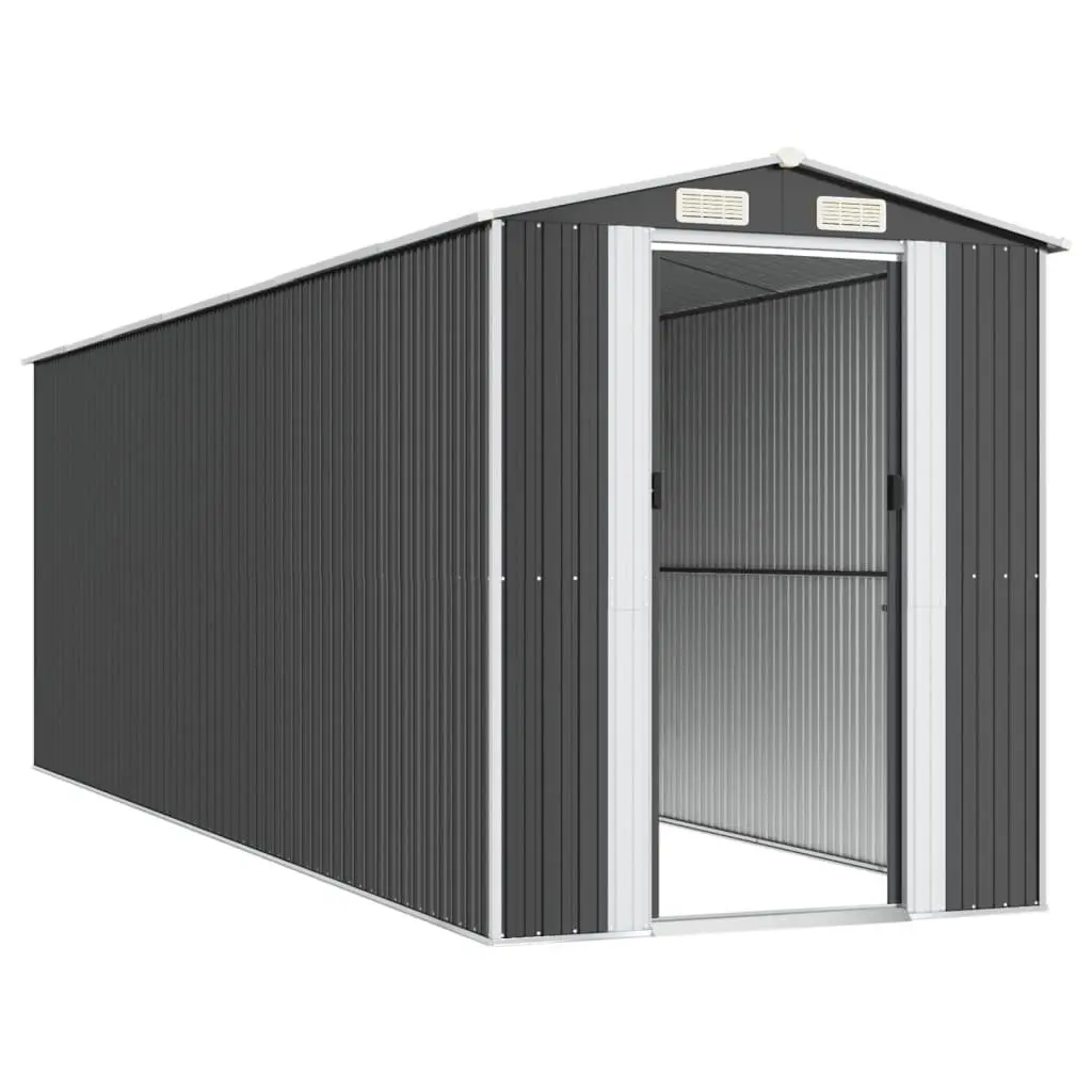 Garden Shed Anthracite Galvanised Steel 192x606x223cm Durable Outdoor Storage Tool House