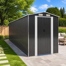 Garden Shed Anthracite Outdoor Storage Tool House Galvanised Steel Structure