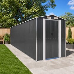 Garden Shed Anthracite Outdoor Storage Tool House Galvanised Steel 192x772x223cm