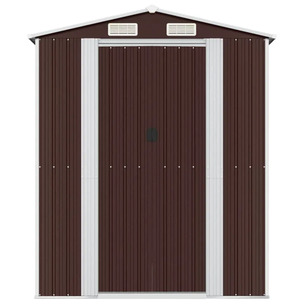 Garden Shed Dark Brown 192x191x223 cm Galvanised Steel Durable Outdoor Storage