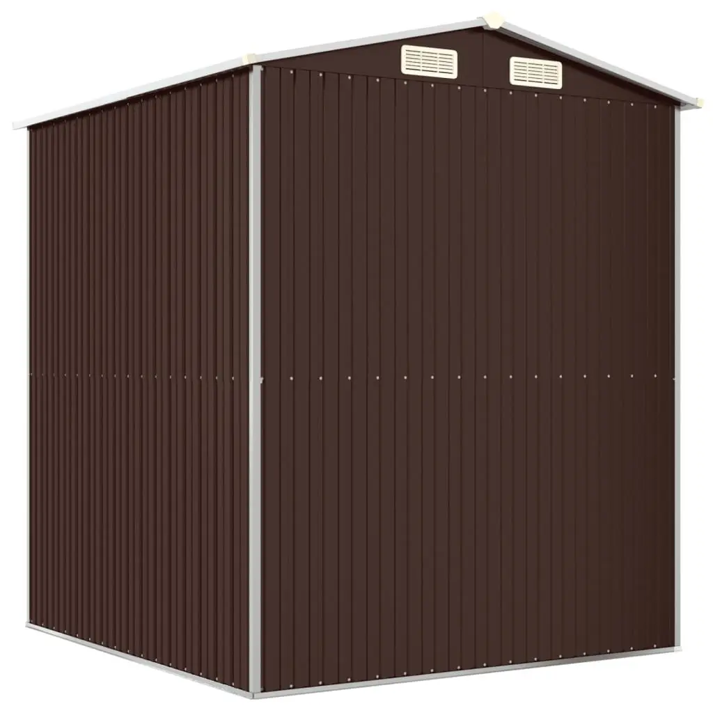 Garden Shed Dark Brown 192x191x223 cm Galvanised Steel Durable Outdoor Storage