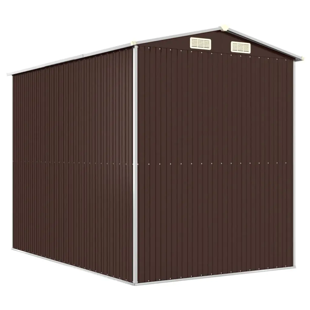 Garden Shed Dark Brown Galvanised Steel Outdoor Storage Tool House with Ventilation System