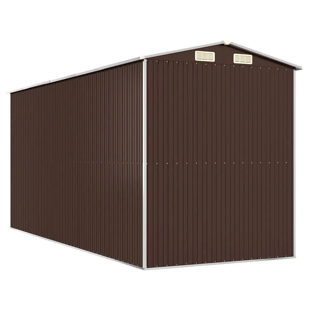 Garden Shed Dark Brown Galvanised Steel 192x440x223cm Spacious Outdoor Storage Tool House