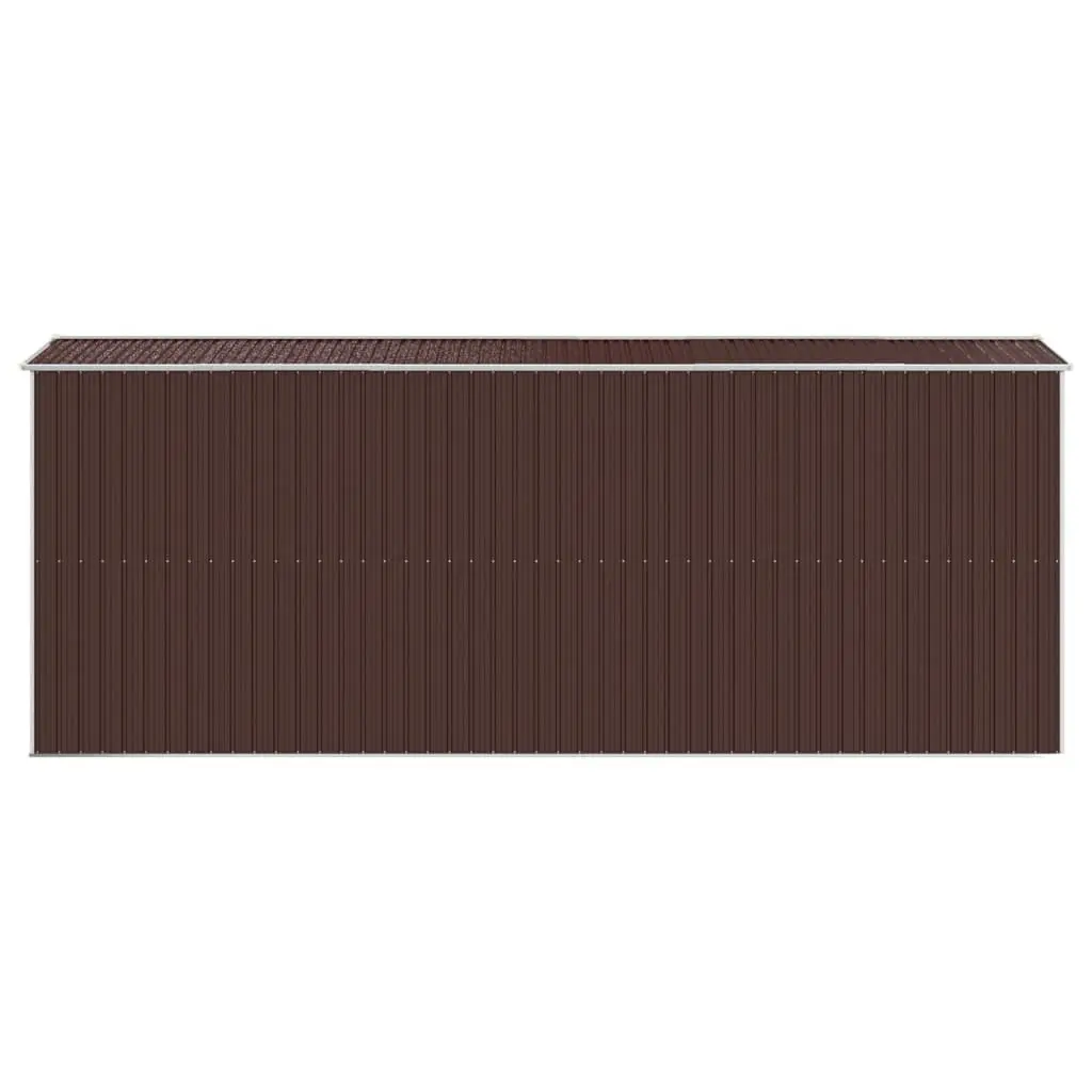 Galvanised Steel Garden Shed Dark Brown Outdoor Storage Tool House with Sliding Gate and Ventilation 192x523x223cm