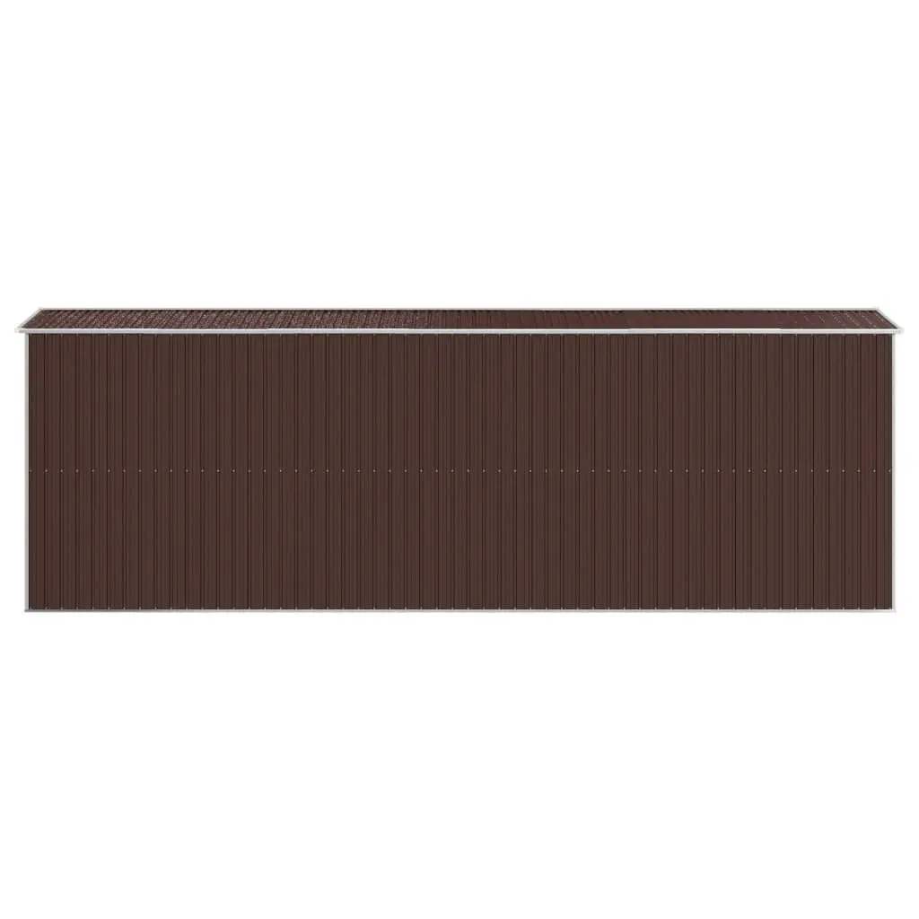 Galvanised Steel Garden Shed Dark Brown Outdoor Tool Storage 192x606x223cm with Sliding Gate and Air Vent