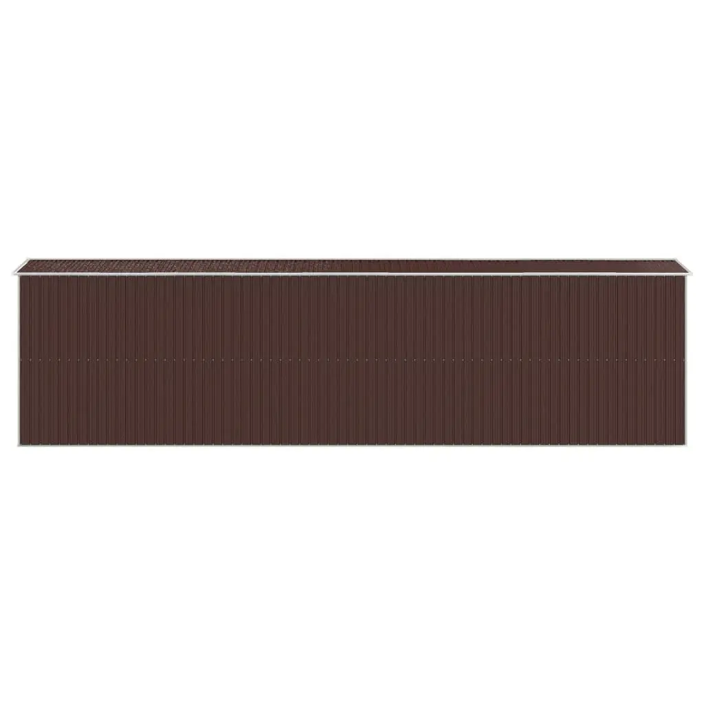 Galvanised Steel Garden Shed Dark Brown Spacious Outdoor Tool Storage with Sliding Gate and Ventilation 192 x 772 x 223 cm