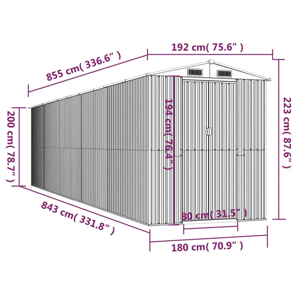 Garden Shed Dark Brown Galvanised Steel Outdoor Storage Tool House Spacious