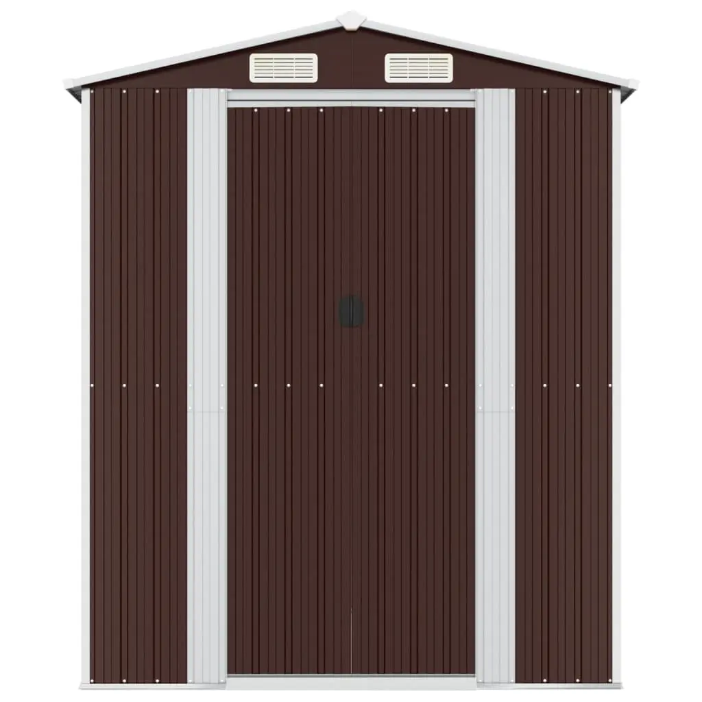 Garden Shed Dark Brown Galvanised Steel Spacious Storage with Sliding Gate and Ventilation
