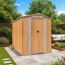 Garden Shed Brown Outdoor Storage Tool House Galvanised Steel Ventilation Doors