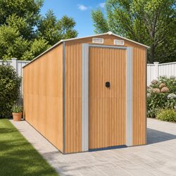 Brown Galvanised Steel Garden Shed for Easy Storage