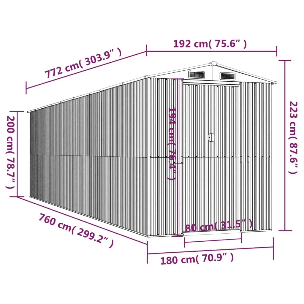 Garden Shed Light Brown Outdoor Storage Galvanised Steel Sliding Doors