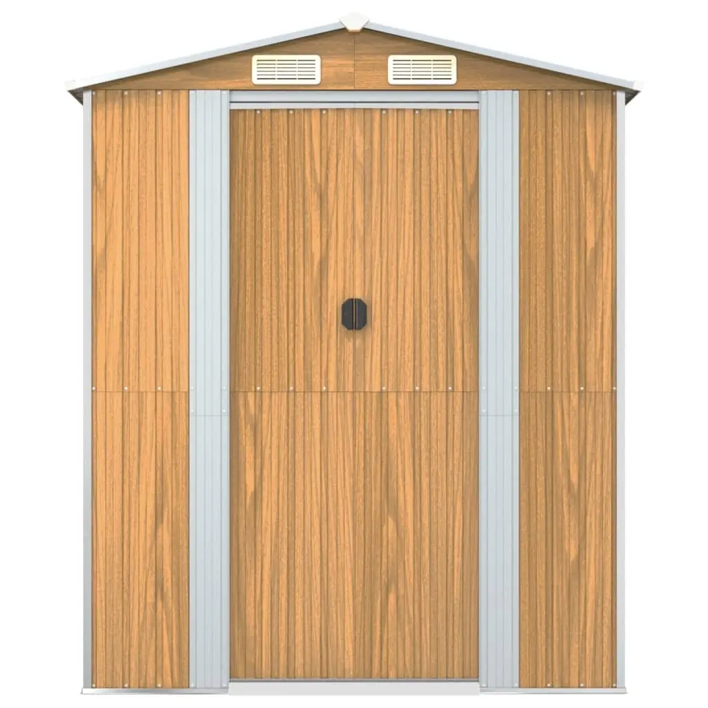 Garden Shed Brown Galvanised Steel Outdoor Storage with Double Doors and Vents