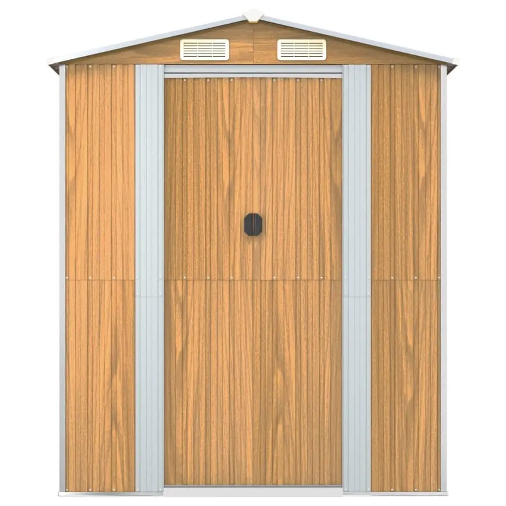 Garden Shed Brown 192x938x223 cm Galvanised Steel Outdoor Storage Tool House