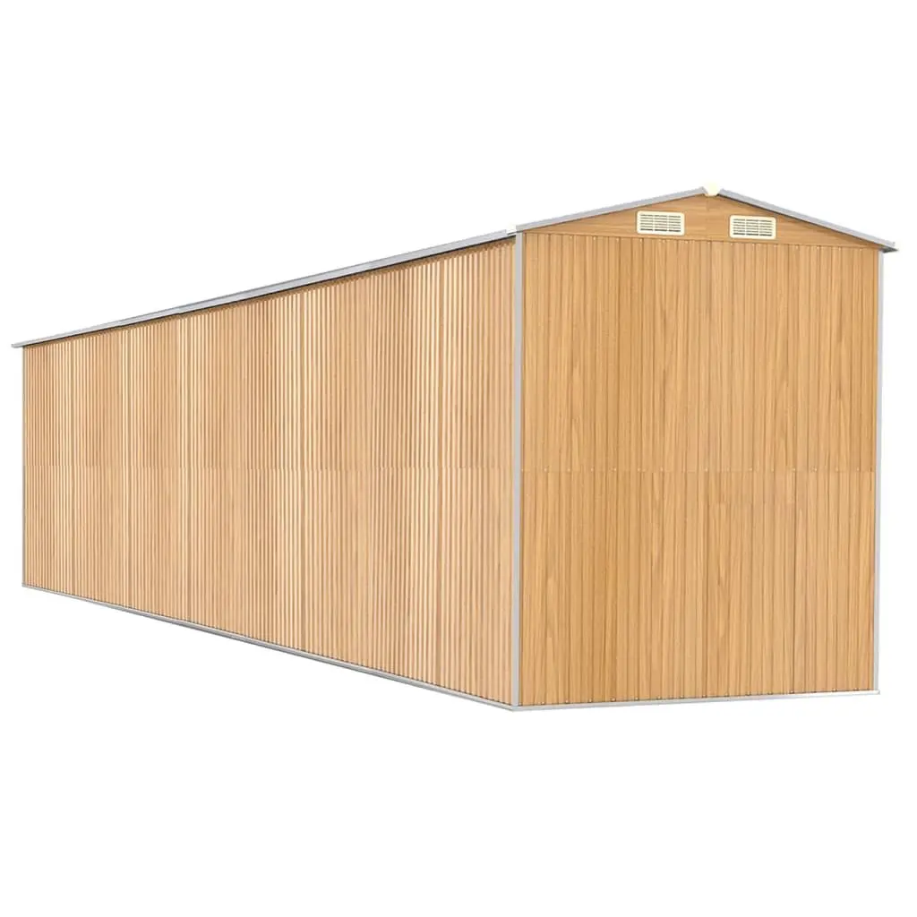 Garden Shed Brown 192x938x223 cm Galvanised Steel Outdoor Storage Tool House