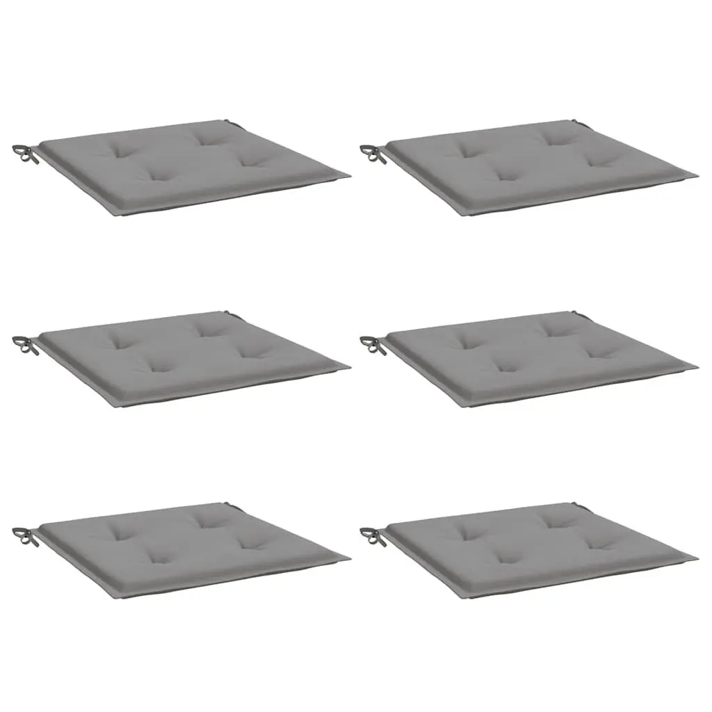 Garden Chair Cushions Grey 40x40x4 cm Oxford Fabric Soft Foam Fibre Filling Non-Slip Ropes 6 Piece Outdoor Patio Seat Pad