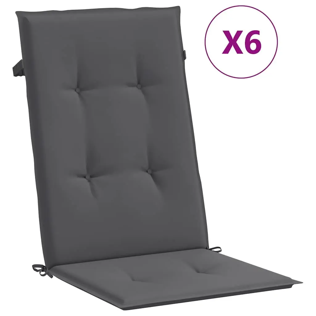 Outdoor Highback Chair Cushions 6 pcs Anthracite Garden Patio Seat Pad