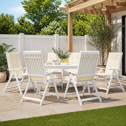 Highback Chair Cushions 6 Piece Set Cream Outdoor Garden Patio Seat Pad Cushion