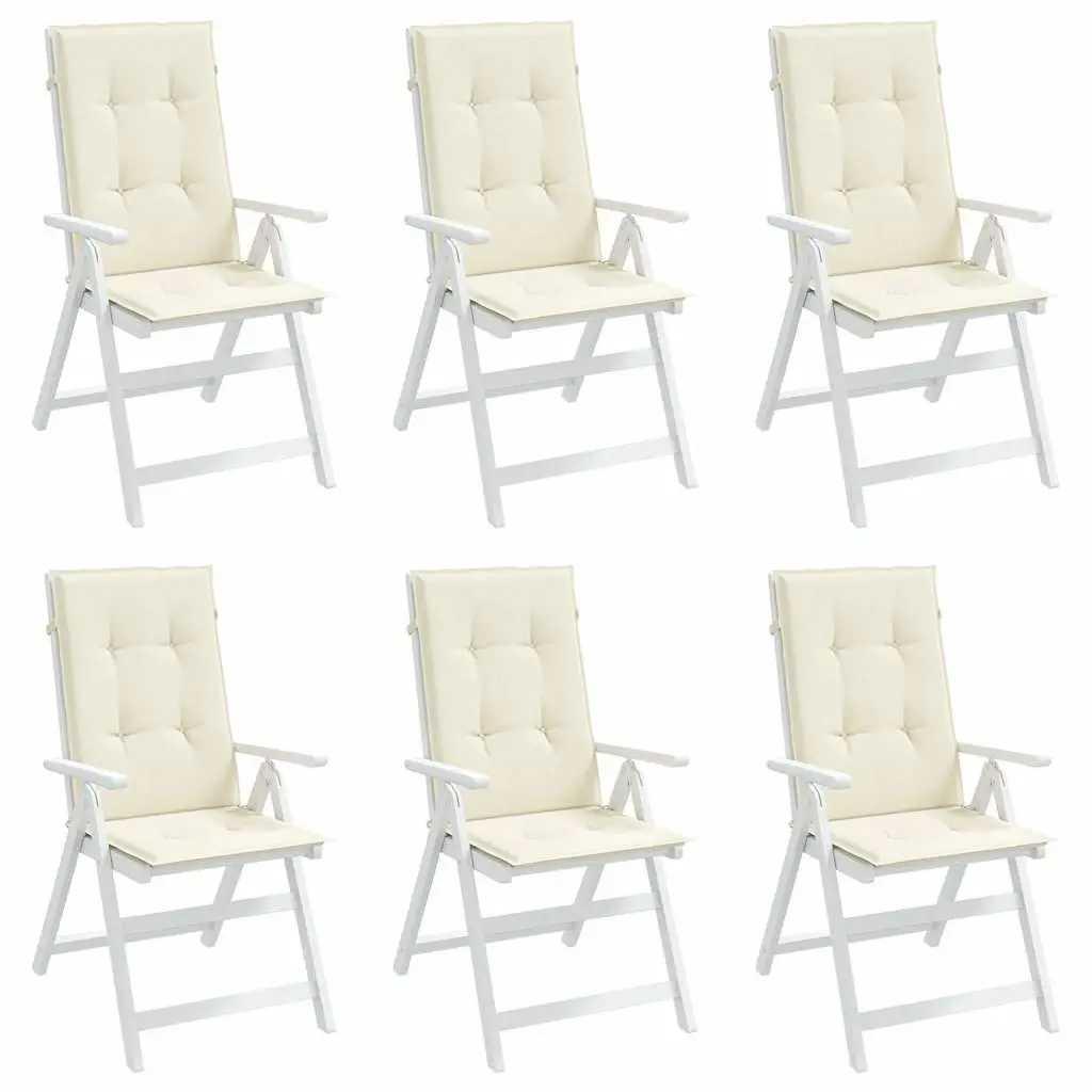 Highback Cushions Set 6 Pieces Cream 120x50x3cm Outdoor Patio Chair Pads Durable Water Resistant Foam Filling