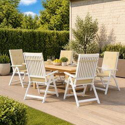 Garden Highback Chair Cushions 6 Pcs Beige Outdoor Patio Seat Pad Set