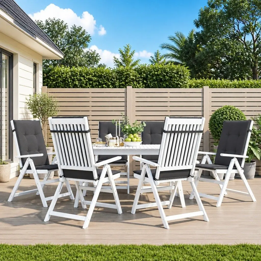 Highback Chair Cushions Black 120x50x3 cm 6 Piece Outdoor Indoor Seating Pad