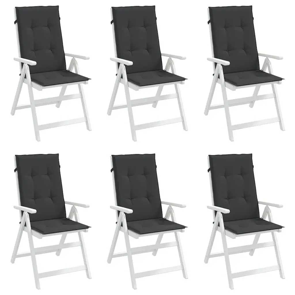 Highback Chair Cushions Black 120x50x3 cm 6 Piece Outdoor Indoor Seating Pad